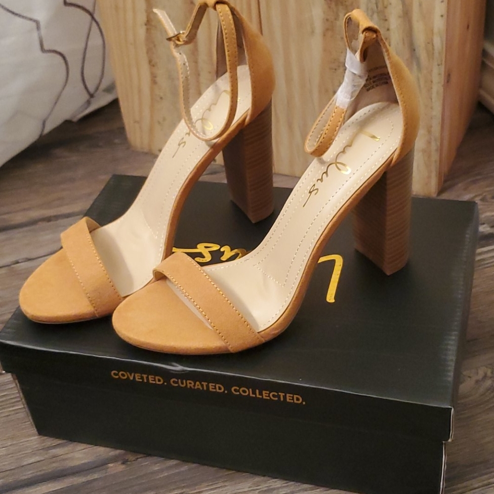 Yellow block heels